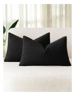 Boucle Cushion Covers in Black 2 Pack (30x50cm)