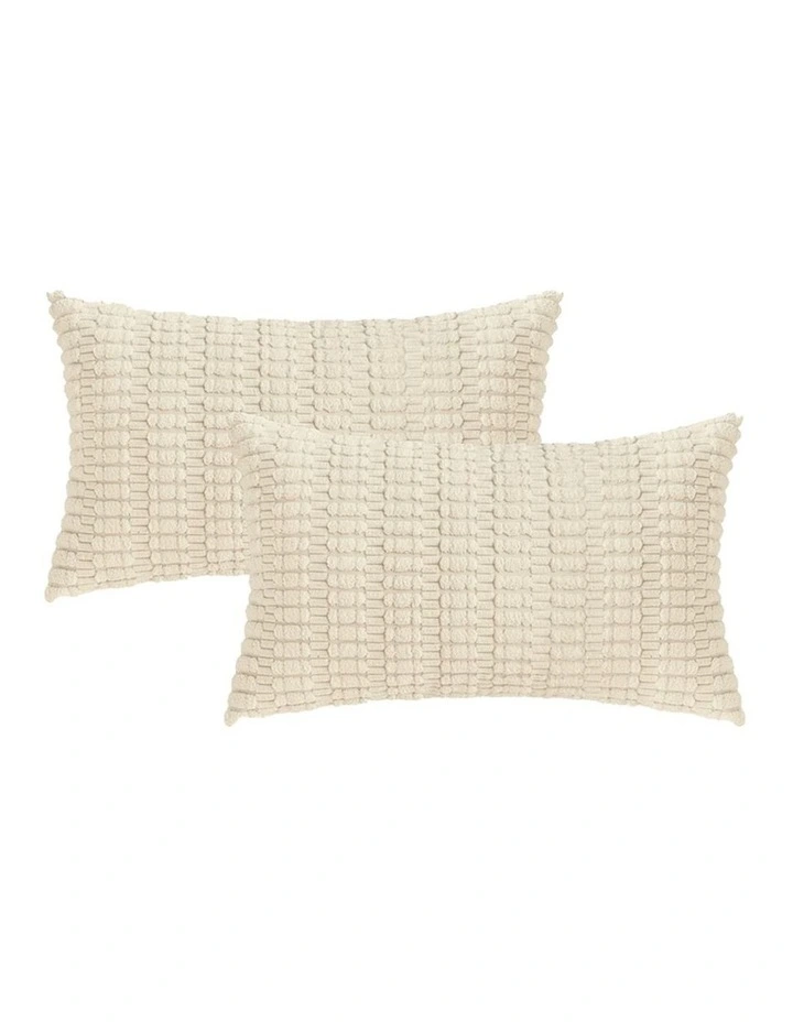 Boho Corduroy Cushion Covers in Cream 2 Pack (30x50cm) image 2
