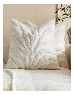 Tufted Leaf Cushion Covers in Snow 2 Pack (45x45cm)