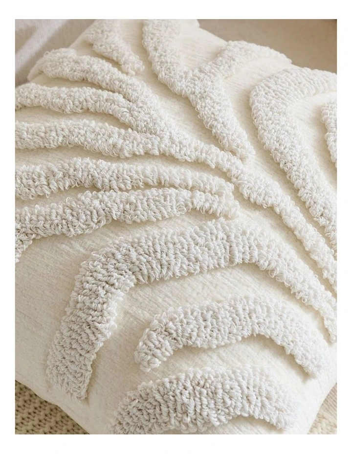 Tufted Leaf Cushion Covers in Snow 2 Pack (45x45cm) image 2