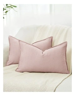 Linen-Cotton Cushion Covers in Pink 2 Pack (30x50cm)