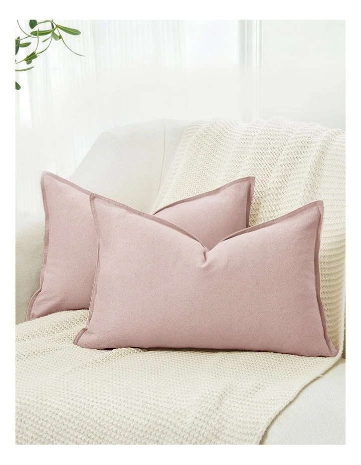 Linen-Cotton Cushion Covers in Pink 2 Pack (30x50cm) image 1