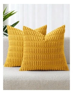 Boho Corduroy Cushion Covers in Mustard 2 Pack (45x45cm)