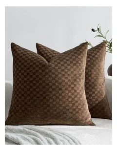Chenille Waffle Cushion Covers in Brown 2 Pack (45x45cm)