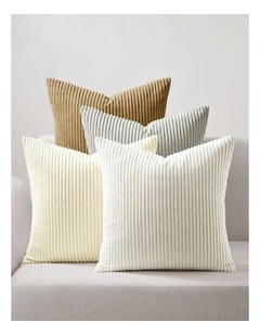 Corduroy Velvet Cushion Covers in Beige Set of 4 (45x45cm)