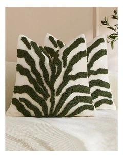 Tufted Leaf Cushion Covers in Khaki Green 2 Pack (45x45cm)