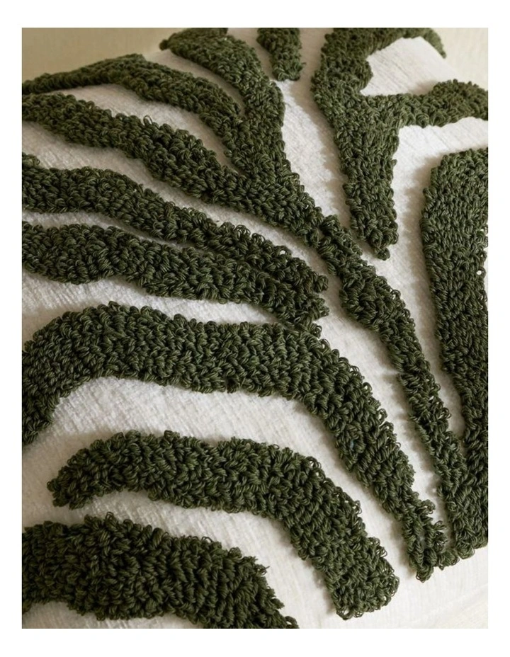 Tufted Leaf Cushion Covers in Khaki Green 2 Pack (45x45cm) image 2
