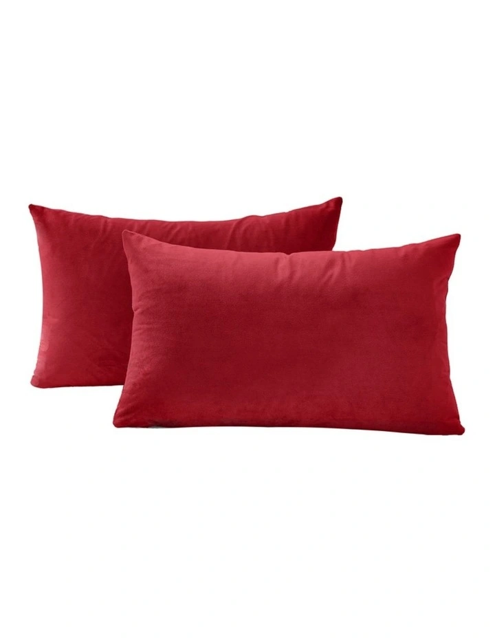 Velvet Cushion Covers in Red 2 Pack (30x50cm) image 1
