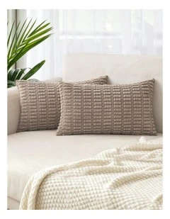 Boho Corduroy Cushion Covers in Taupe 2 Pack (30x50cm)