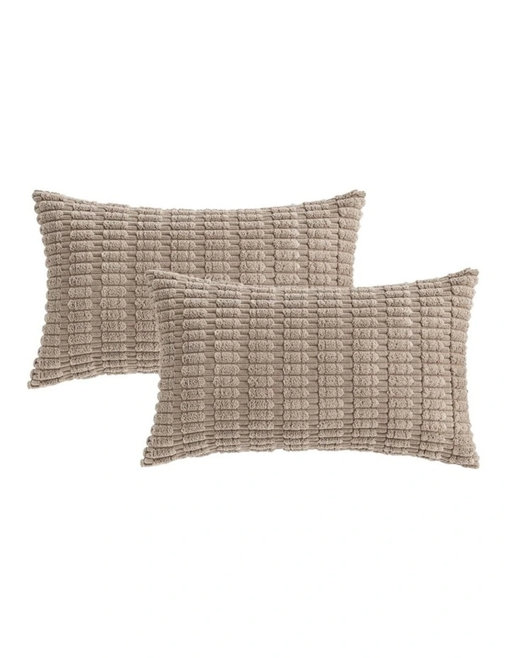Boho Corduroy Cushion Covers in Taupe 2 Pack (30x50cm) image 2