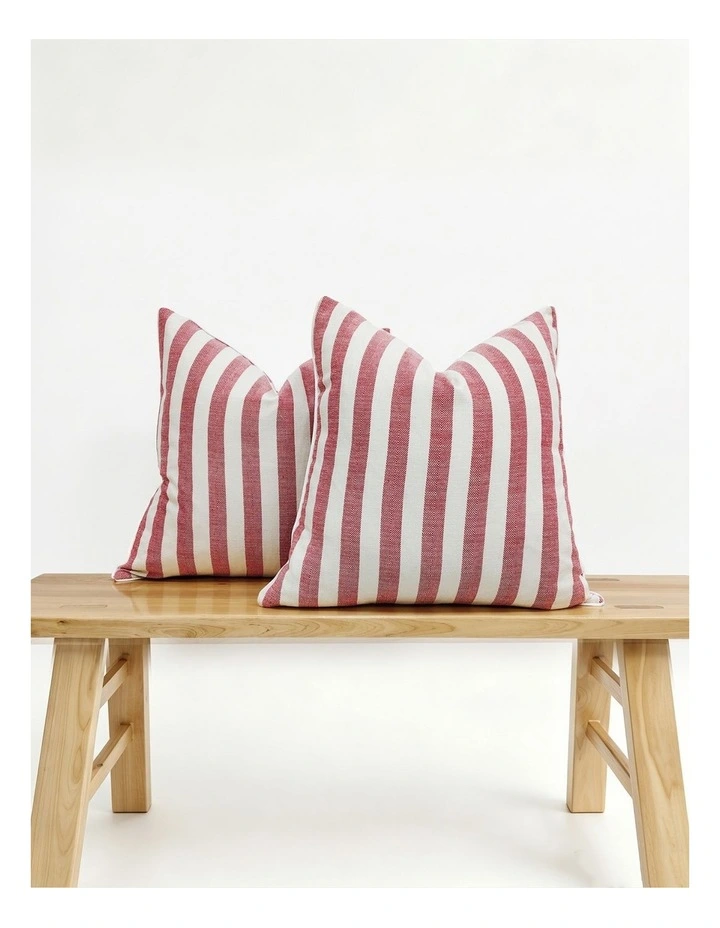 Yarn Dyed Linen Cotton Cushion Covers in Red 2 Pack (45x45cm) image 1