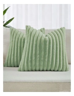 Faux Fur Cushion Covers in Sage 2 Pack (45x45cm)