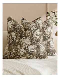 Vintage Botanical Chenille Cushion Covers in Beige 2 Pack (45x45cm)