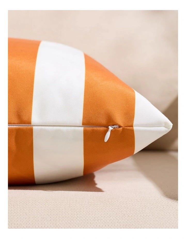 Striped Outdoor Waterproof Cushion Covers in Orange 2 Pack (30x50cm) image 3