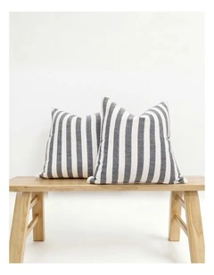 Yarn Dyed Linen Cotton Cushion Covers in Black 2 Pack (45x45cm)