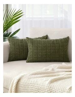 Boho Corduroy Cushion Covers in Olive Green 2 Pack (30x50cm)