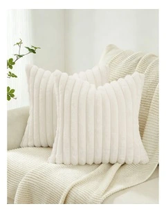 Faux Fur Cushion Covers in Snow 2 Pack (45x45cm)