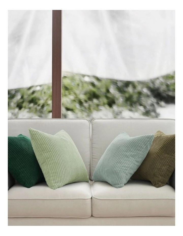 Corduroy Velvet Cushion Covers in Green Set of 4 (45x45cm) image 2