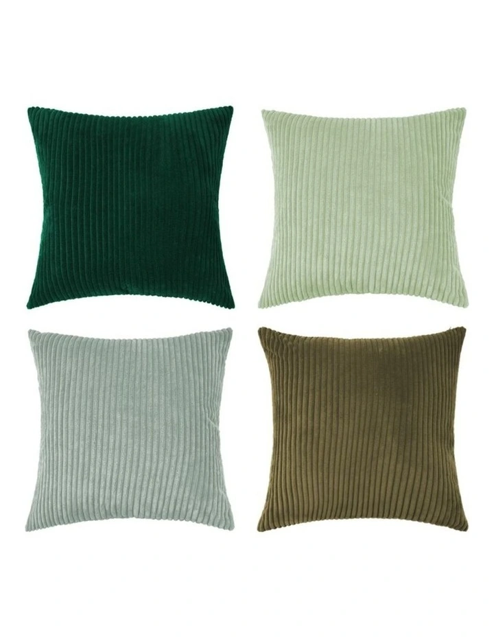 Corduroy Velvet Cushion Covers in Green Set of 4 (45x45cm) image 4
