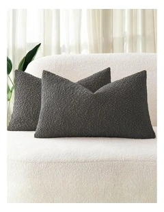Boucle Cushion Covers in Charcoal 2 Pack (30x50cm)
