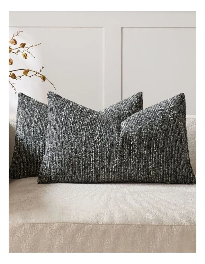 Speckled Boucle Cushion Covers in Charcoal 2 Pack (30x50cm) image 1