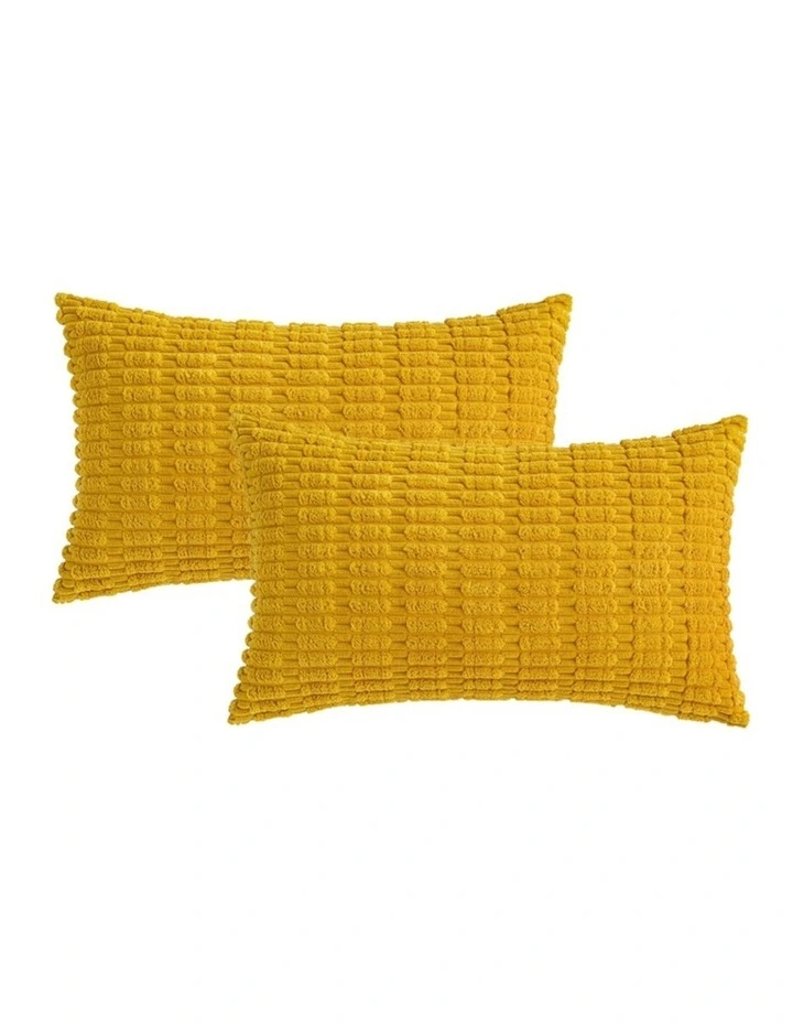 Boho Corduroy Cushion Covers in Mustard 2 Pack (30x50cm) image 2