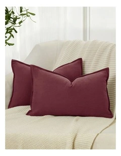 Linen-Cotton Cushion Covers in Burgundy 2 Pack (30x50cm)