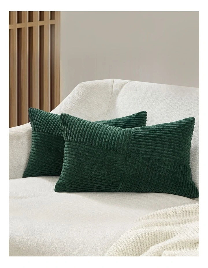 Windmill-Inspired Cushion Covers in Forest Green 2 Pack (30x50cm) image 1