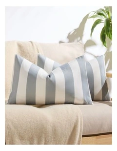 Striped Outdoor Waterproof Cushion Covers in Silver 2 Pack (30x50cm)