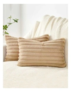 Faux Fur Cushion Covers in Natural 2 Pack (30x50cm)