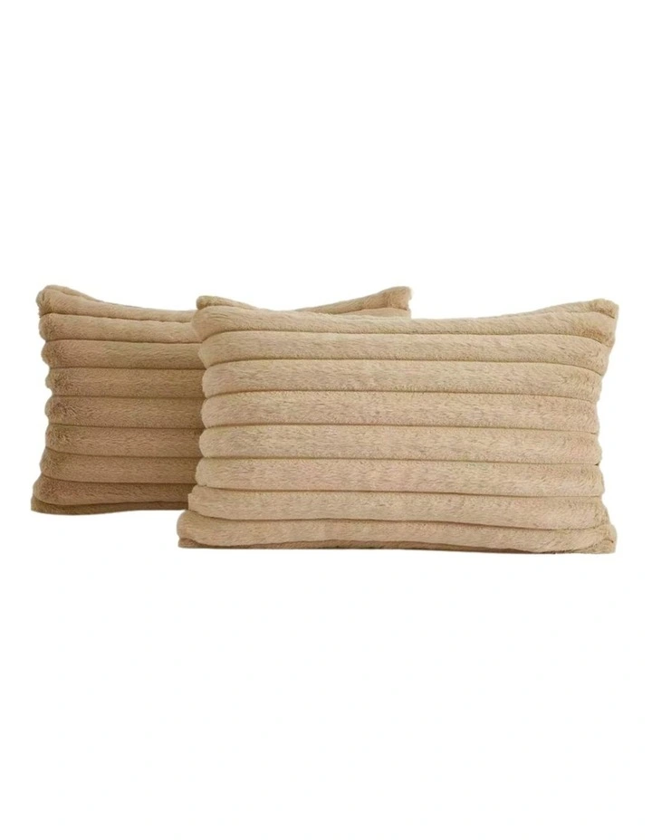 Faux Fur Cushion Covers in Natural 2 Pack (30x50cm) image 2