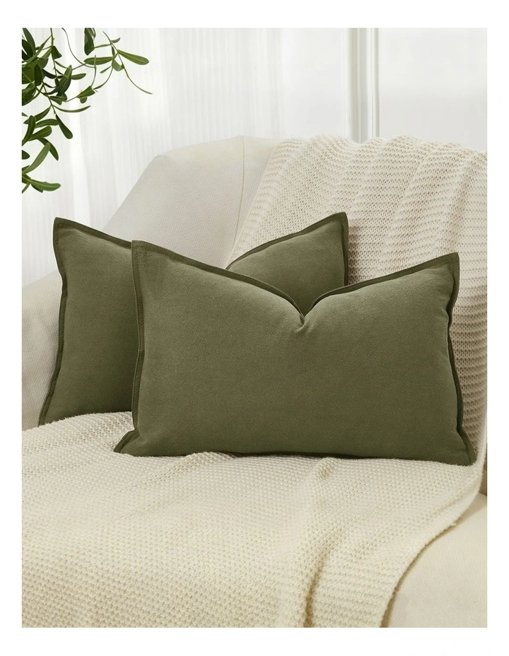 Linen-Cotton Cushion Covers in Olive Green 2 Pack (30x50cm) image 1