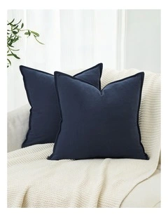 Linen-Cotton Cushion Covers in Navy Blue 2 Pack (45x45cm)