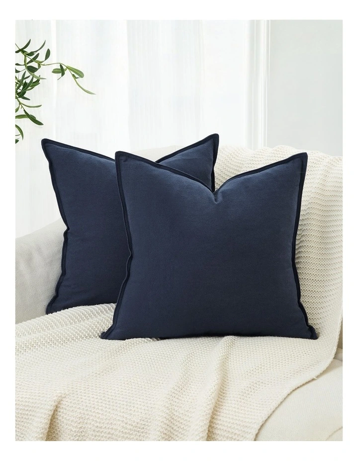 Linen-Cotton Cushion Covers in Navy Blue 2 Pack (45x45cm) image 1