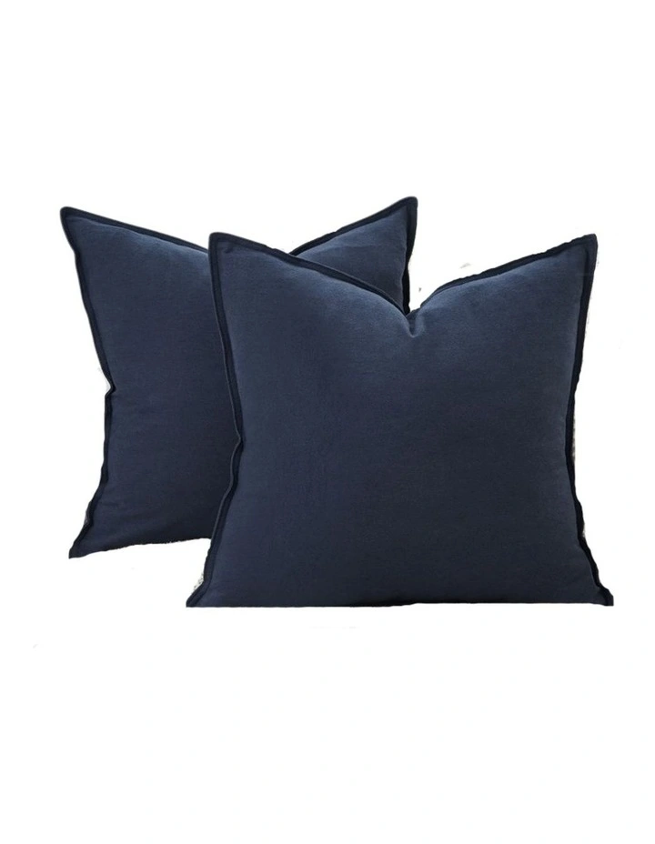 Linen-Cotton Cushion Covers in Navy Blue 2 Pack (45x45cm) image 2