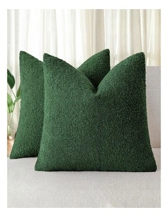 Boucle Cushion Covers in Forest Green 2 Pack (45x45cm)