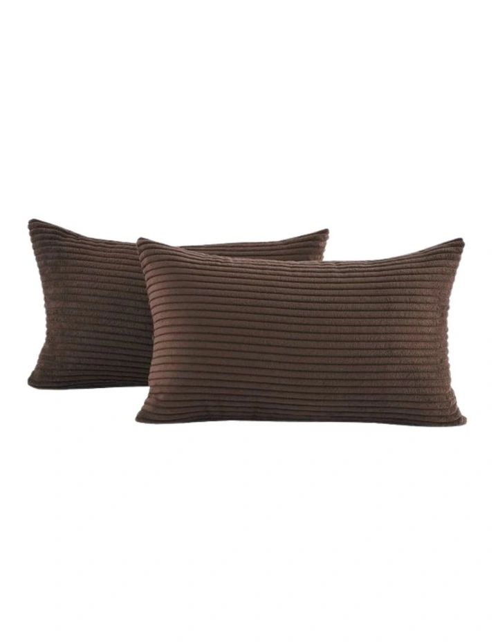 Corduroy Velvet Cushion Covers in Brown 2 Pack (30x50cm) image 2
