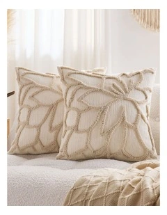 Tufted Rose Cushion Covers in Beige 2 Pack (45x45cm)