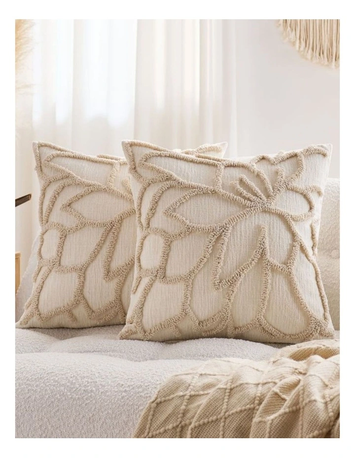Tufted Rose Cushion Covers in Beige 2 Pack (45x45cm) image 1