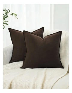 Linen-Cotton Cushion Covers in Dark Brown 2 Pack (45x45cm)
