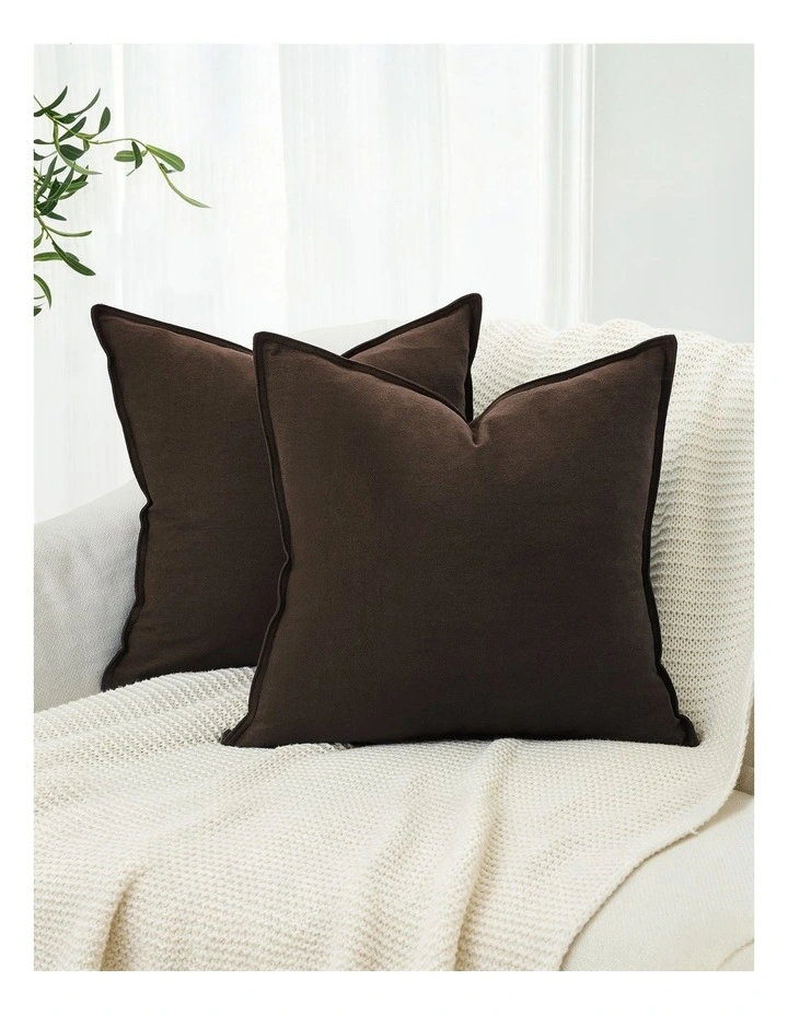 Linen-Cotton Cushion Covers in Dark Brown 2 Pack (45x45cm) image 1
