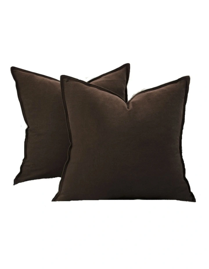 Linen-Cotton Cushion Covers in Dark Brown 2 Pack (45x45cm) image 2