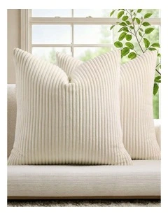 Corduroy Velvet Cushion Covers in Cream 2 Pack (45x45cm)