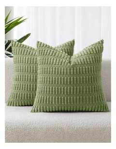 Boho Corduroy Cushion Covers in Sage Green 2 Pack (45x45cm)