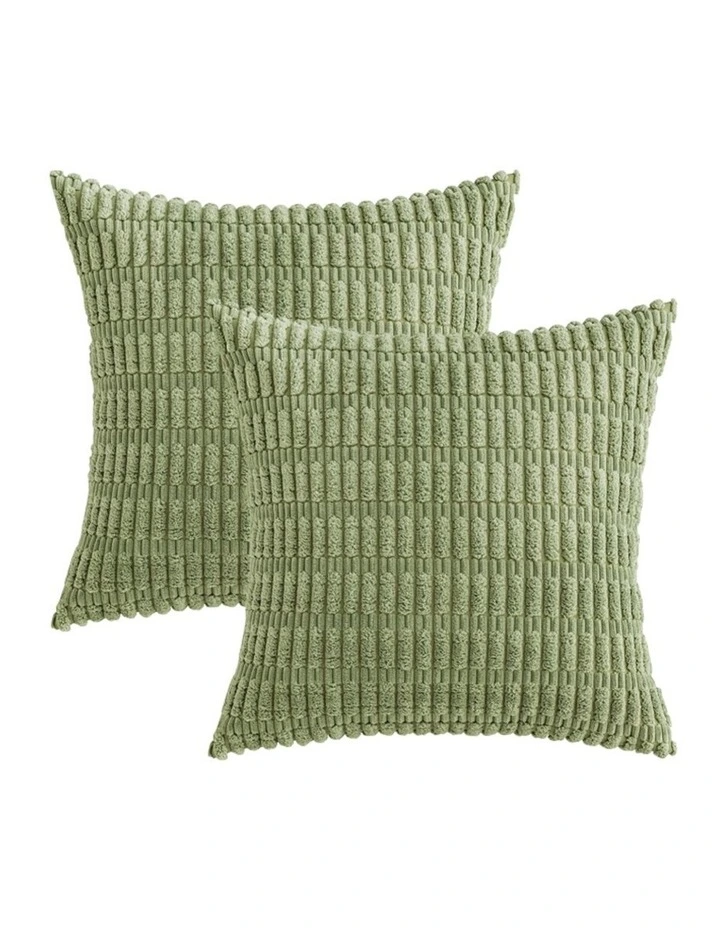 Boho Corduroy Cushion Covers in Sage Green 2 Pack (45x45cm) image 2