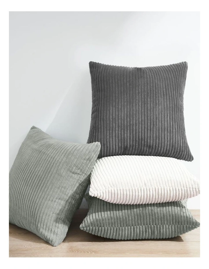 Corduroy Velvet Cushion Covers in Grey Set of 4 (45x45cm) image 2
