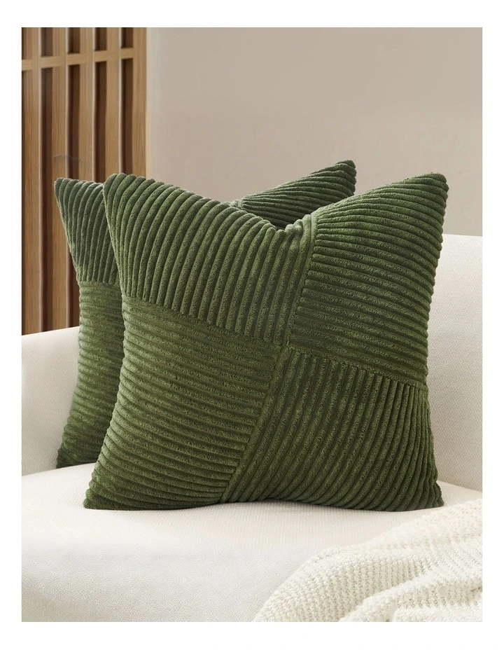 Windmill-Inspired Cushion Covers in Olive Green 2 Pack (45x45cm) image 1