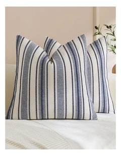 Heritage Linear Woven Cushion Covers in Indigo 2 Pack (45x45cm)