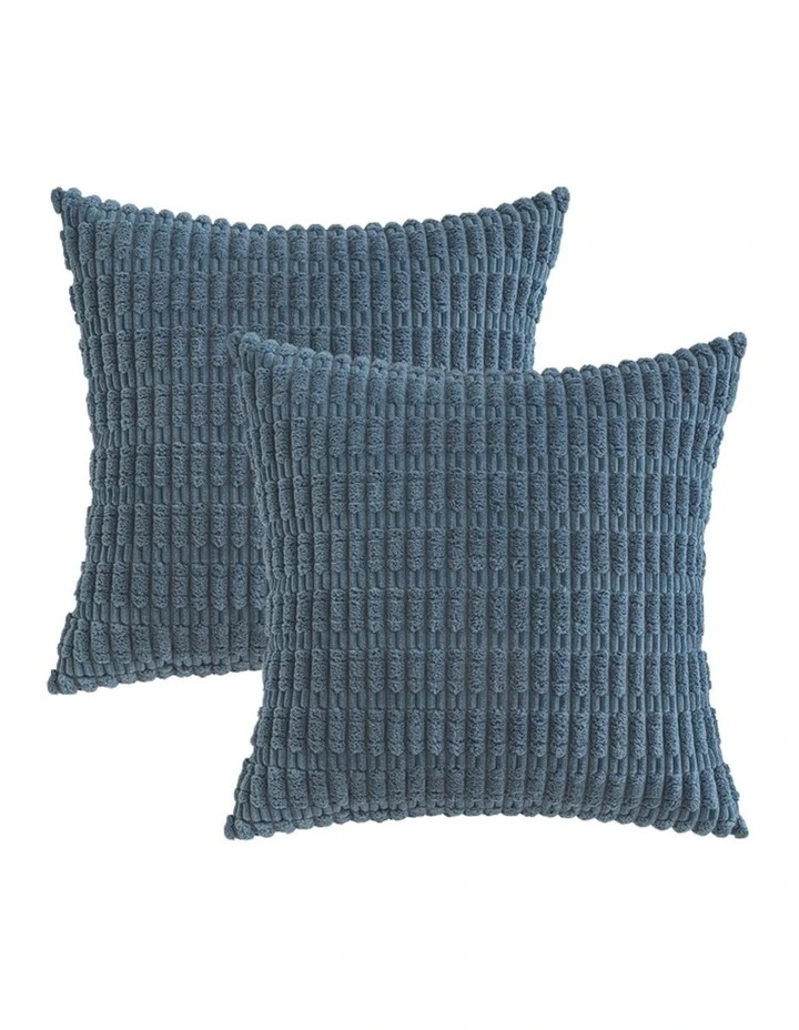 Boho Corduroy Cushion Covers in Dusty Blue 2 Pack (45x45cm) image 2
