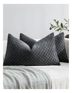 Chenille Waffle Cushion Covers in Charcoal 2 Pack (30x50cm)